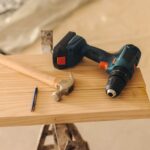 Contractor tools in an unfinished room