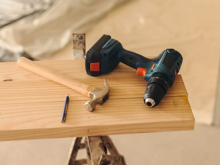 Contractor tools in an unfinished room